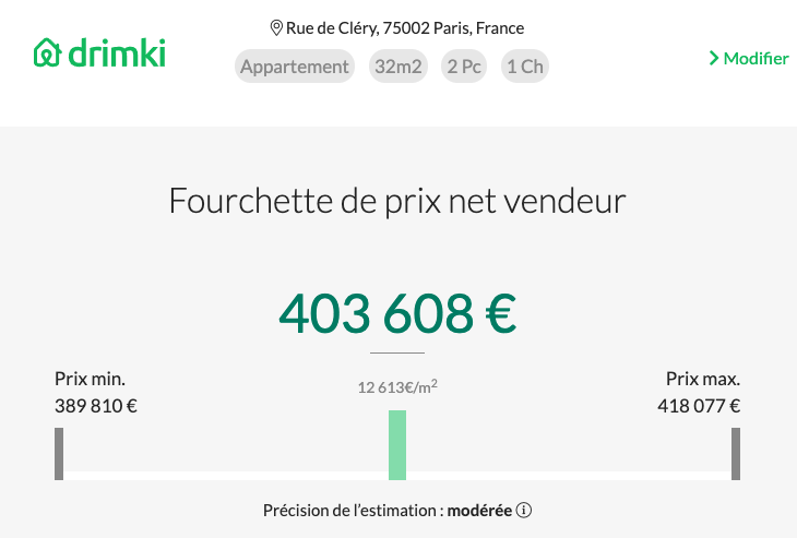 Drimki estimation d'un appartement à Paris 2